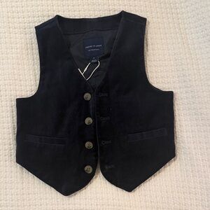 Janie and Jack Midnight Blue Velvet Button-Up Vest